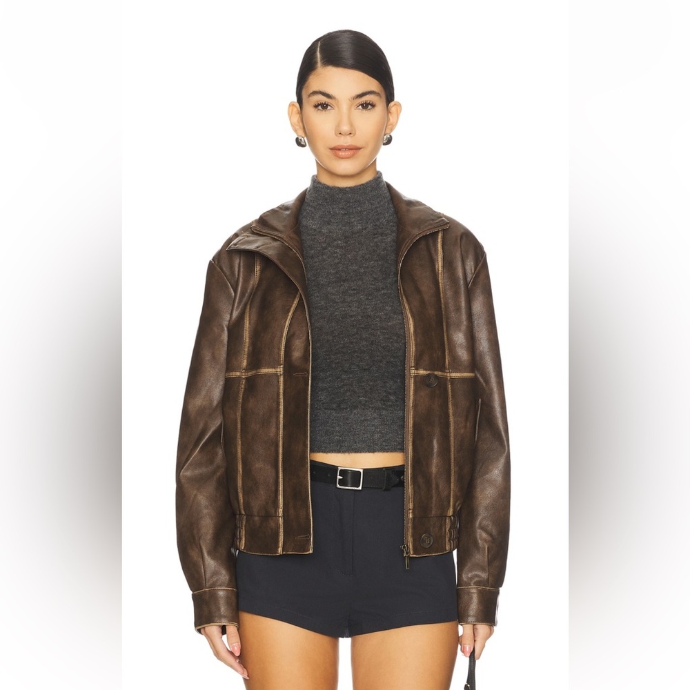 All The Ways Bella Faux Leather Bomber Jacket - Picture 2 of 5